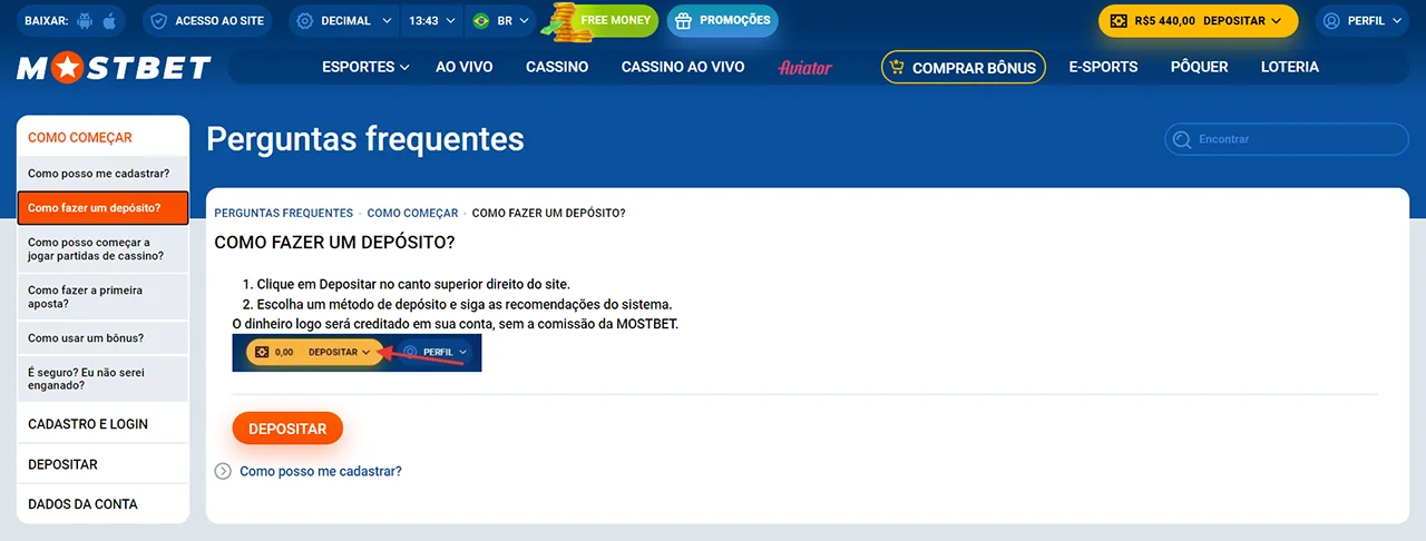 Como fazer um depósito?