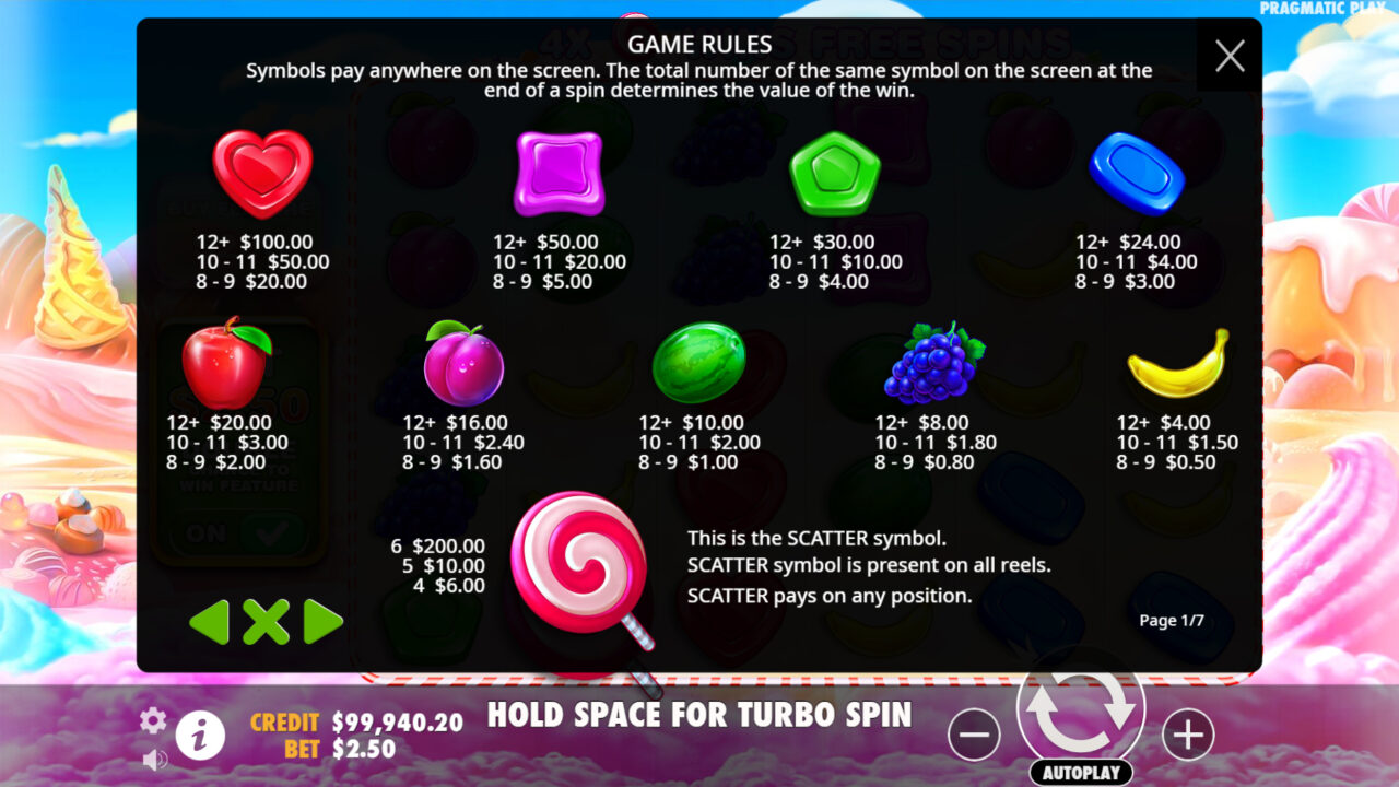 Sweet Bonanza Símbolos